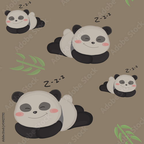 Sleepy little panda. Funny seamless children pattern