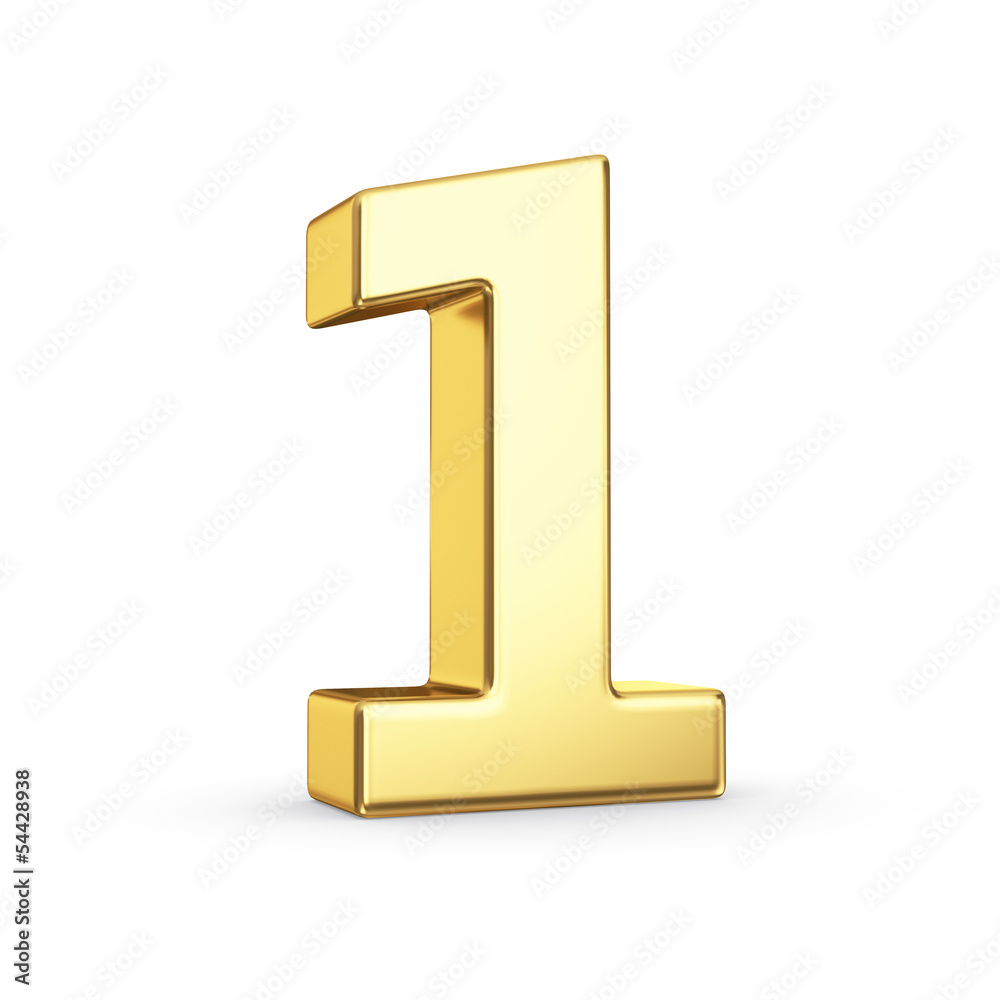 3D golden number 1 - isolated with clipping path 3D golden number 1 - isolated with clipping path