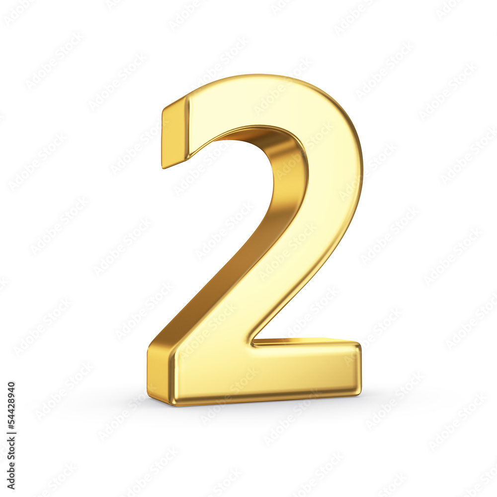 3D golden number 2 - isolated with clipping path 3D golden number 2 - isolated with clipping path