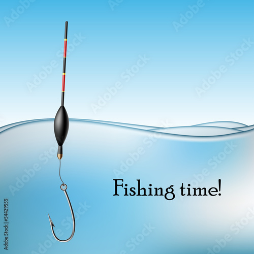 Fishing float and hook in water
