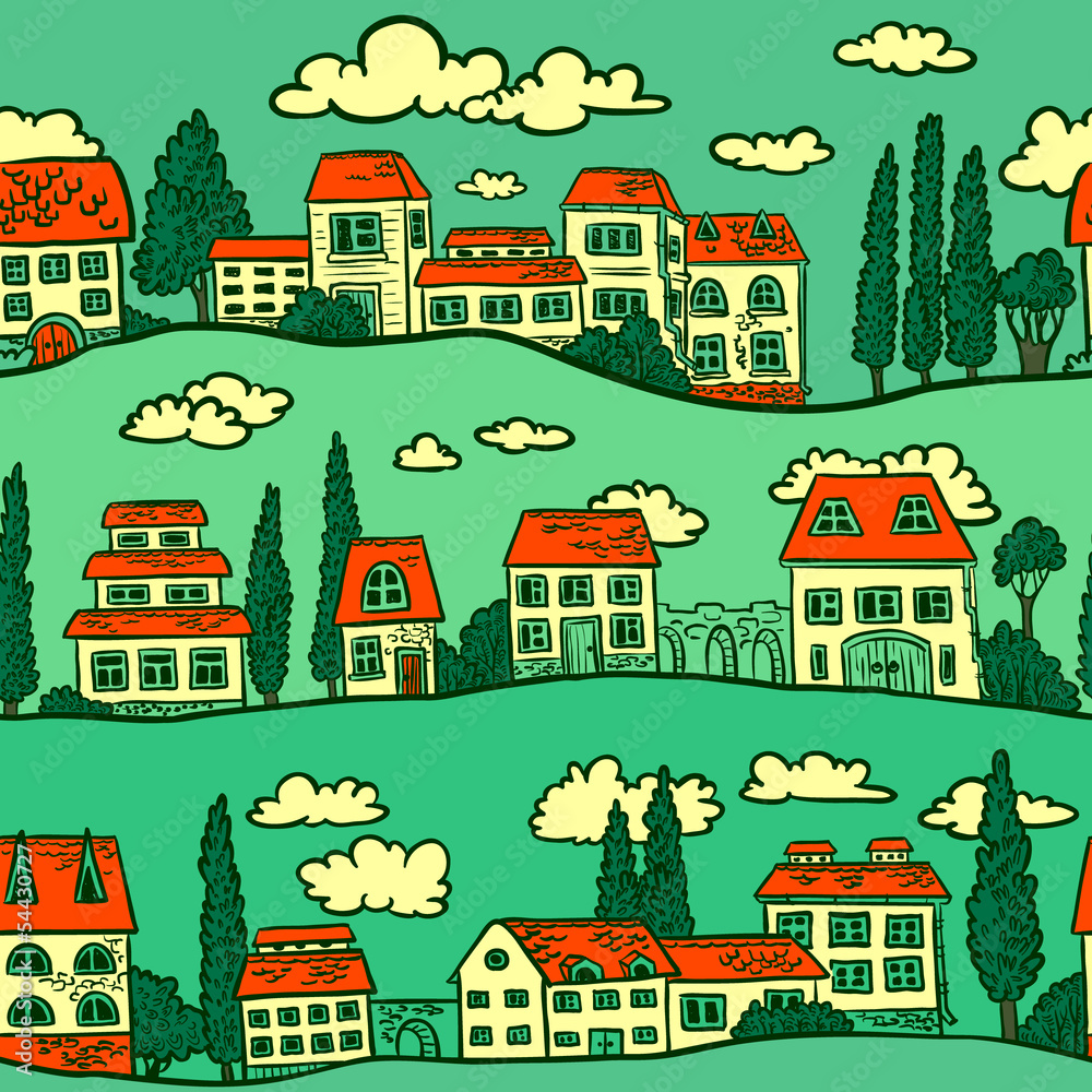 Obraz premium Houses on Street