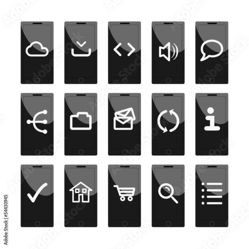 Grey mobile phone icons