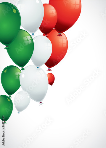 ballons rouges, verts, blancs, aux couleurs de l'italie