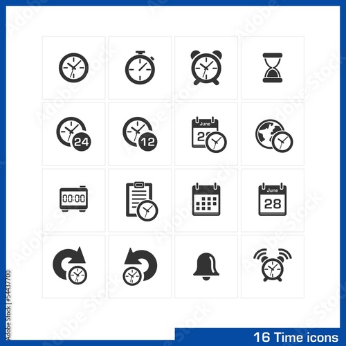 Date and time icons set.