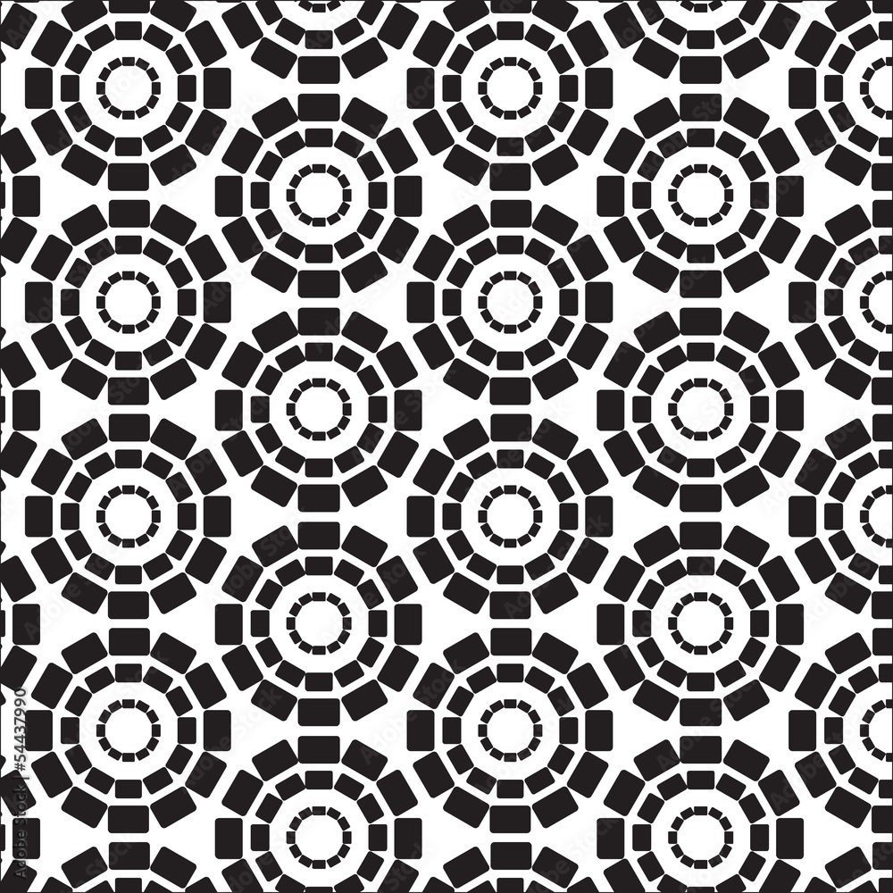 Vector seamless pattern, round edges rectangles in circles Vector seamless pattern, round edges rectangles in circles