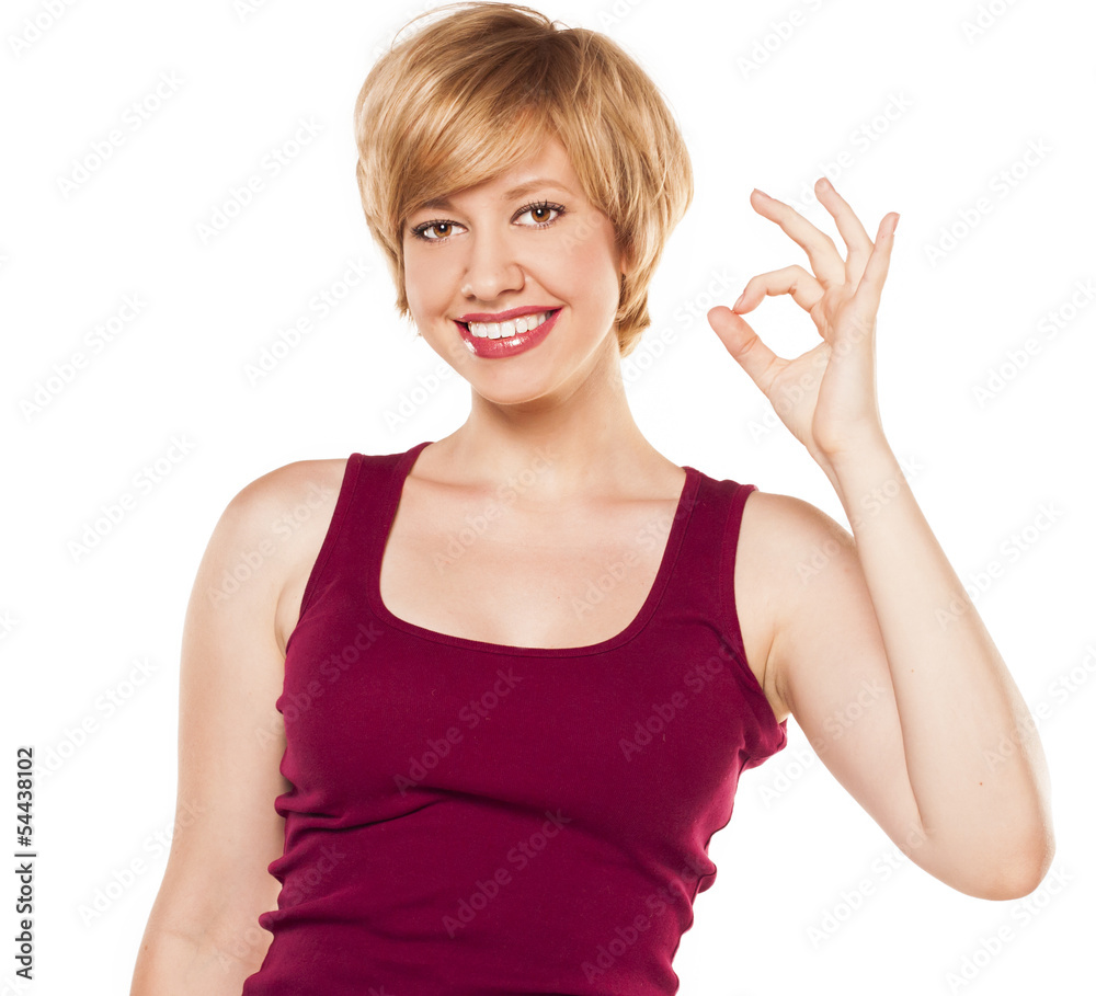 attractive woman in red T-shirt attractive woman in red T-shirt