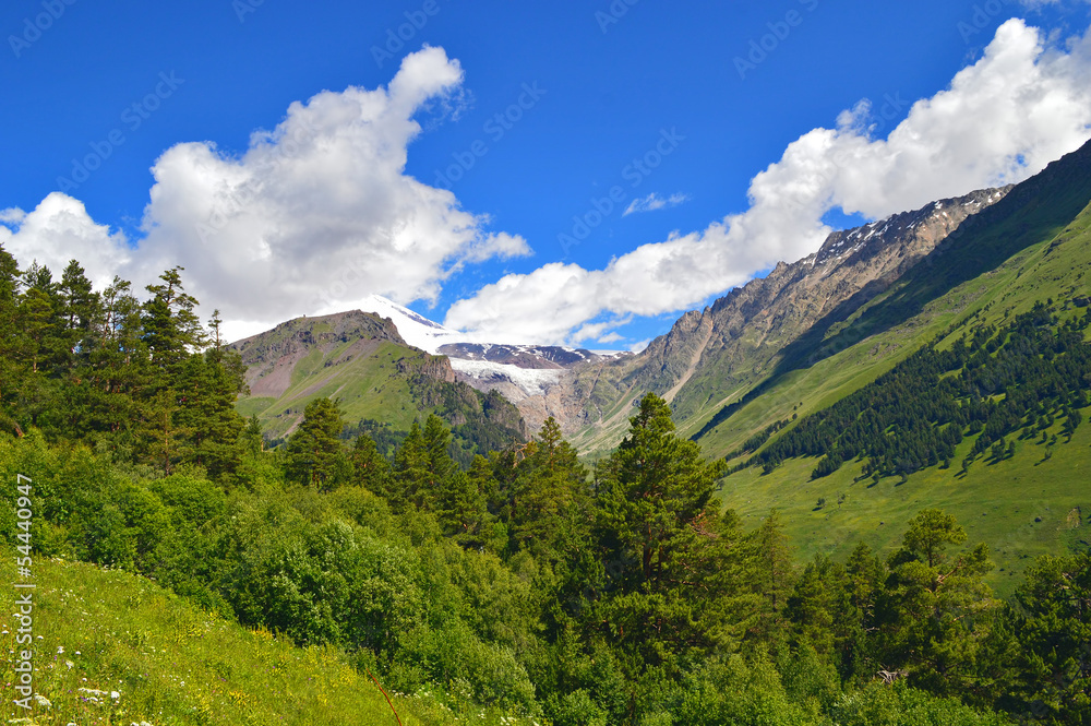 Mountain valley in Elbrus area