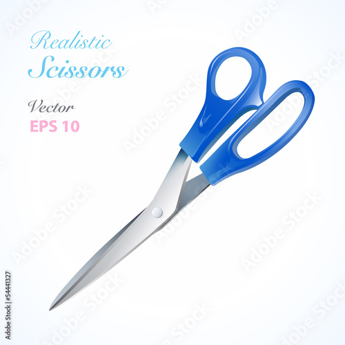 Realistic scissors isolated on white. Vector design