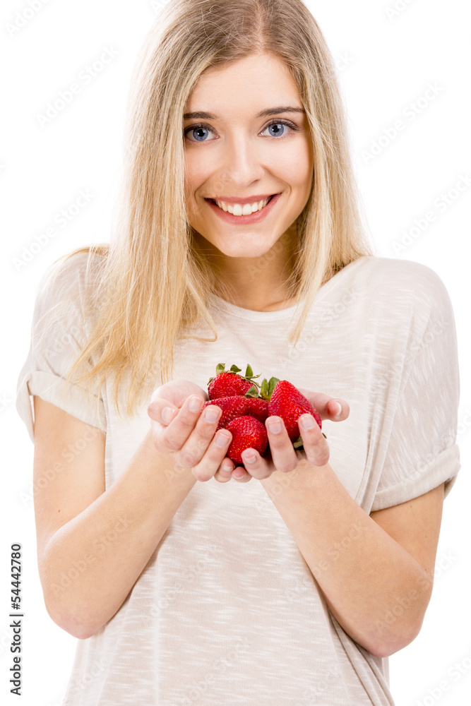 Beautiful woman with strawberries