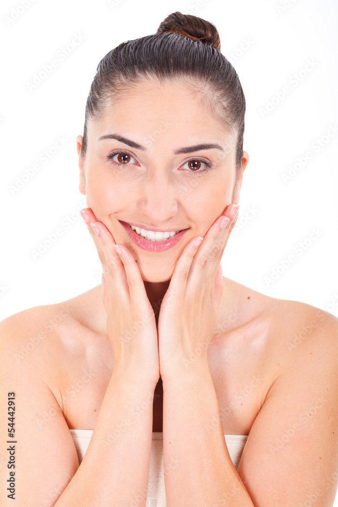 Beautiful woman model face with natural make-up Beautiful woman model face with natural make-up