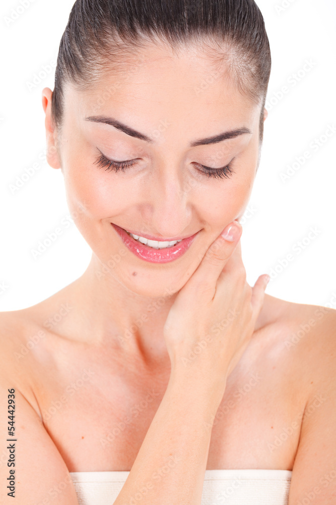 Beautiful woman model face with natural make-up Beautiful woman model face with natural make-up