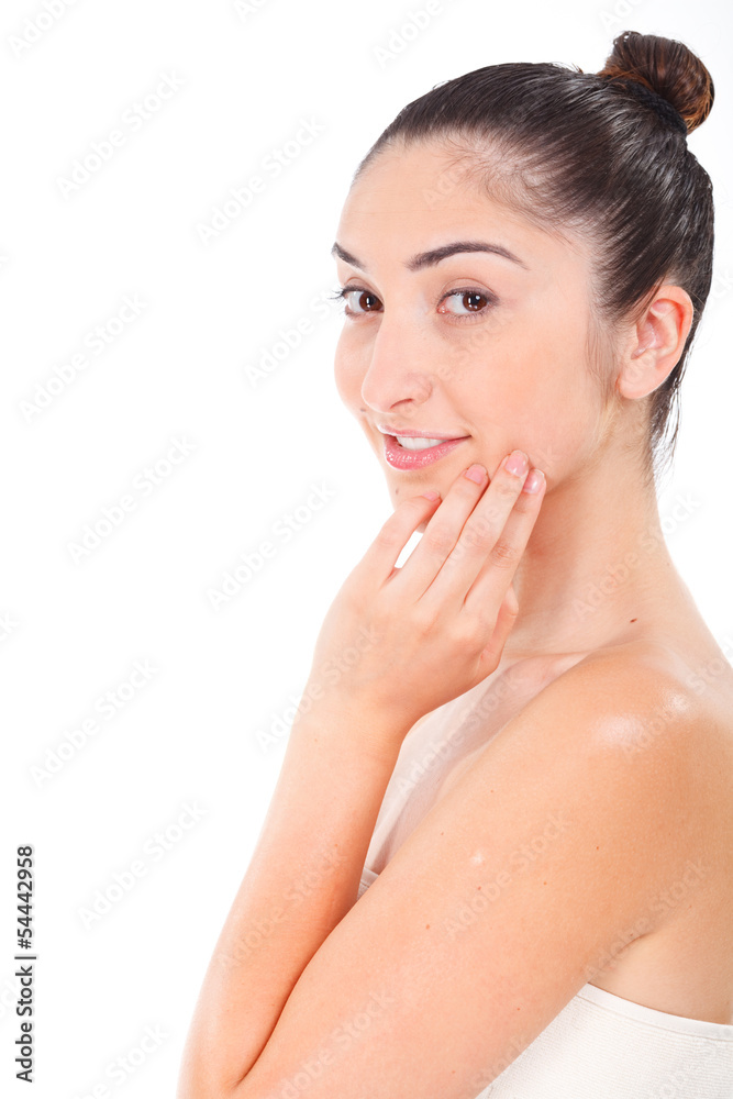 Beautiful woman model face with natural make-up Beautiful woman model face with natural make-up