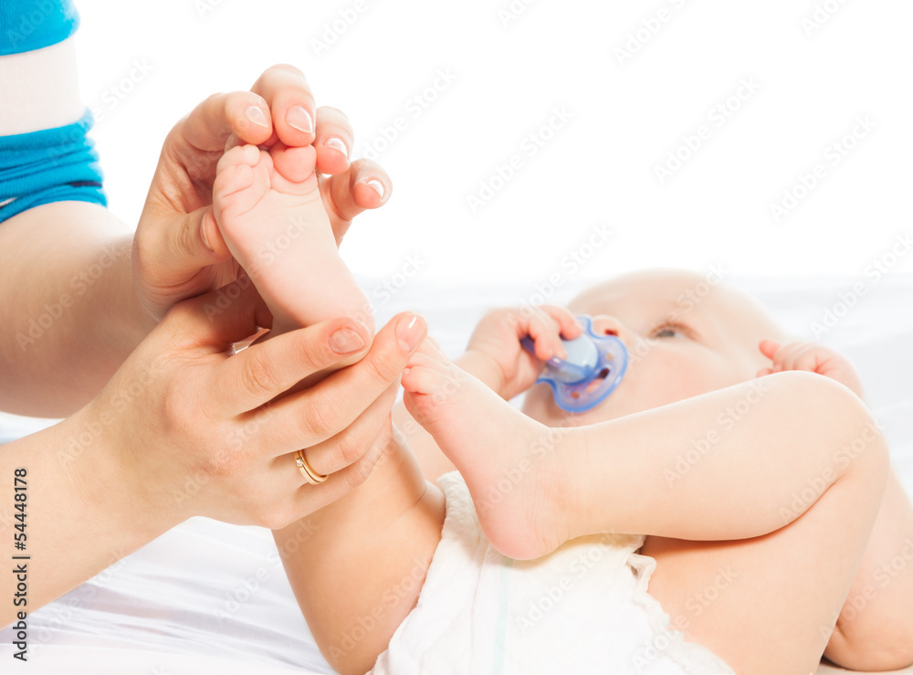 Massaging baby foot Massaging baby foot