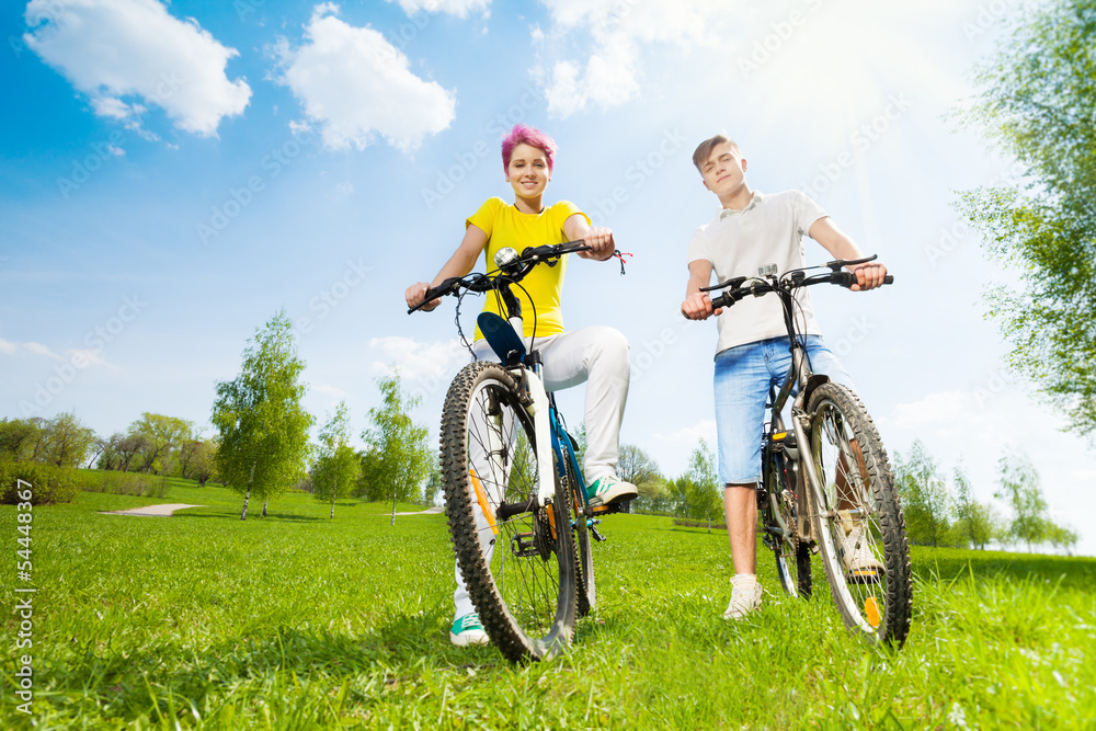 Couple on the bikes Couple on the bikes