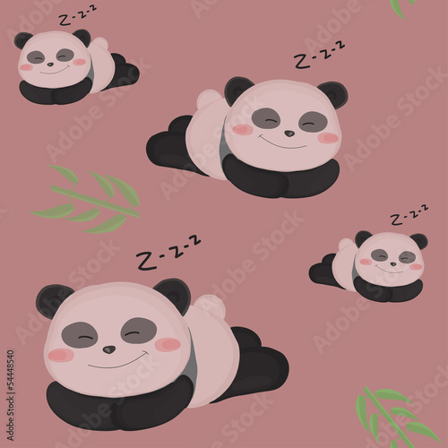 Sleepy little panda. Funny seamless children pattern