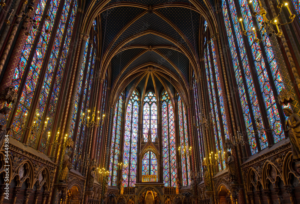 Interior of Sainte-Chapelle, Paris, france