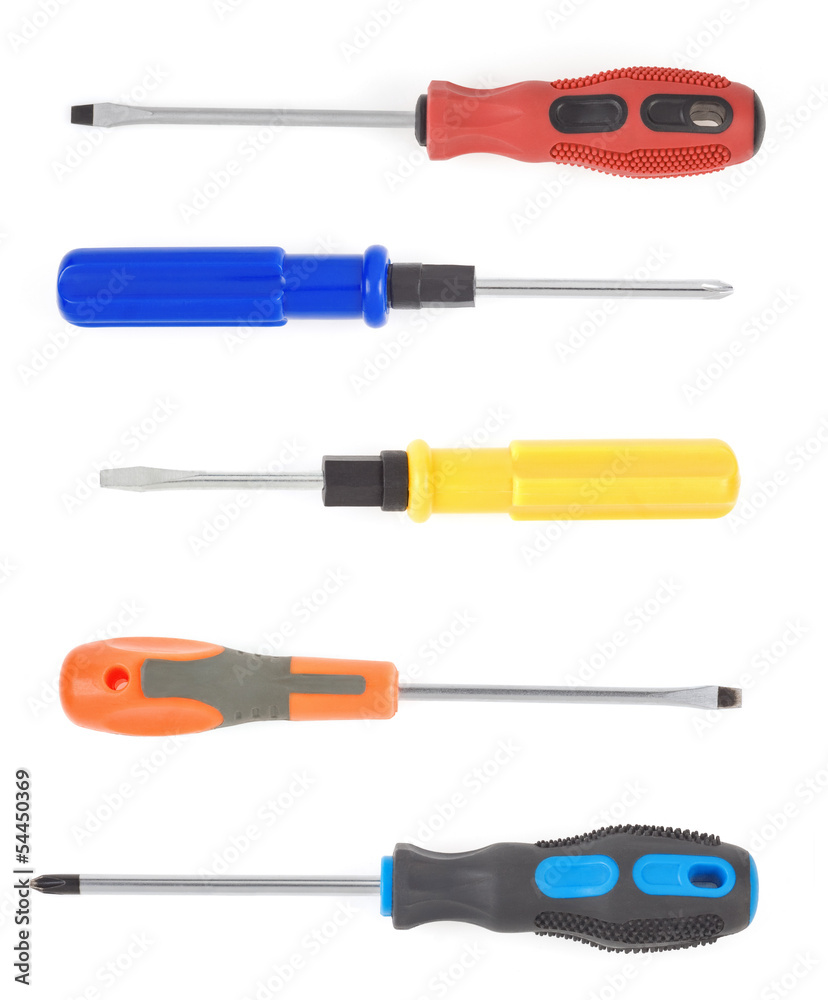 screwdrivers tools on white screwdrivers tools on white