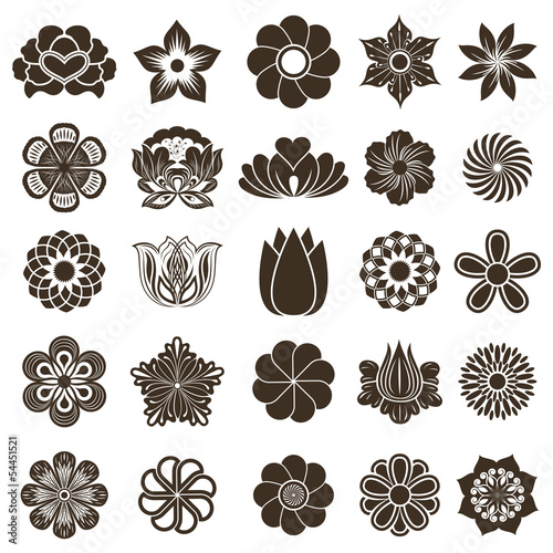 Vintage flower buds vector design elements isolated on white bac