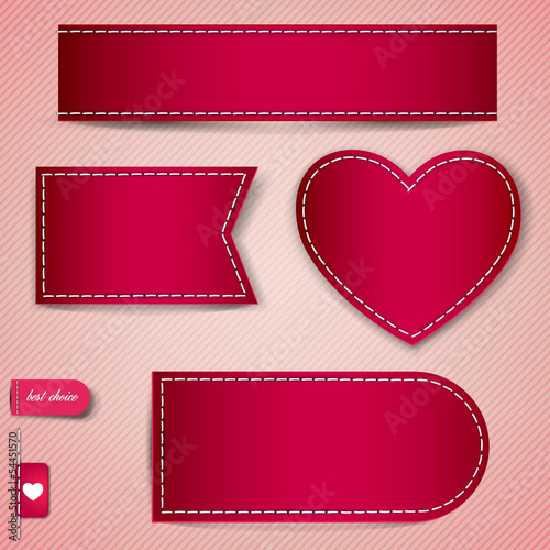 Set of red bubbles, stickers, labels, tags. Vector template