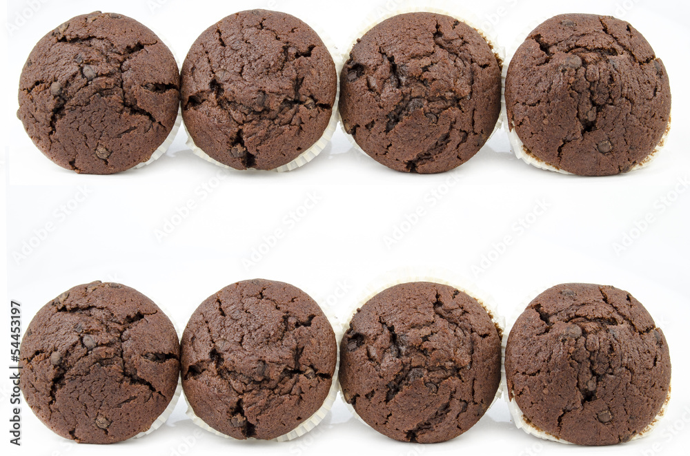 Chocolate muffins isolated on white Chocolate muffins isolated on white