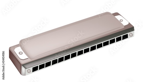 A Blues Harmonica Isolated on White Background