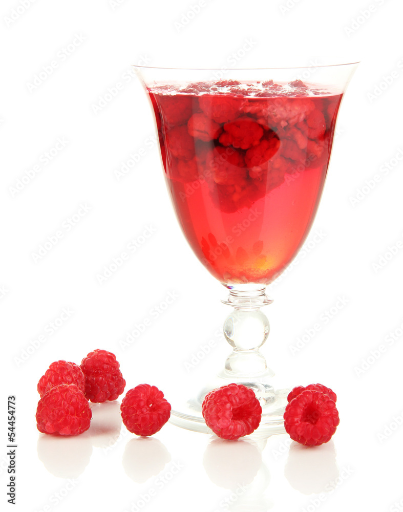 Jelly with fresh berries isolated on white Jelly with fresh berries isolated on white