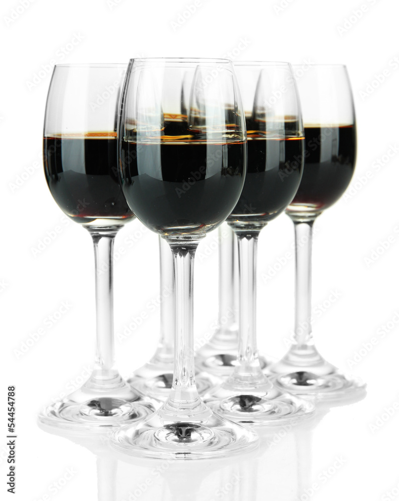 Glasses of liquor, isolated on white Glasses of liquor, isolated on white