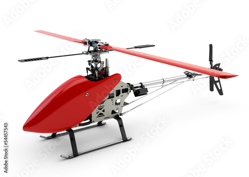 Generic red remote controlled helicopter isolated on white backg