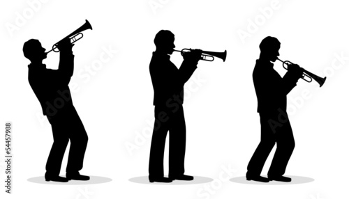 sequence of trumpet men silhouette playing