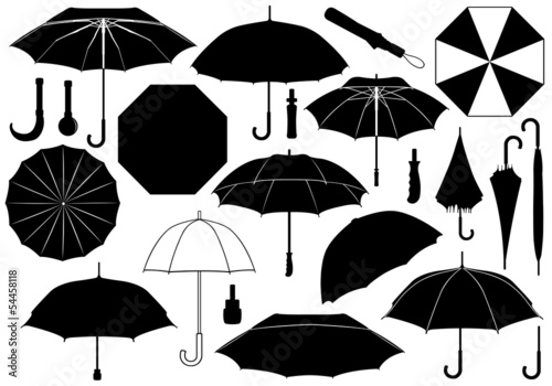 Set of different umbrellas