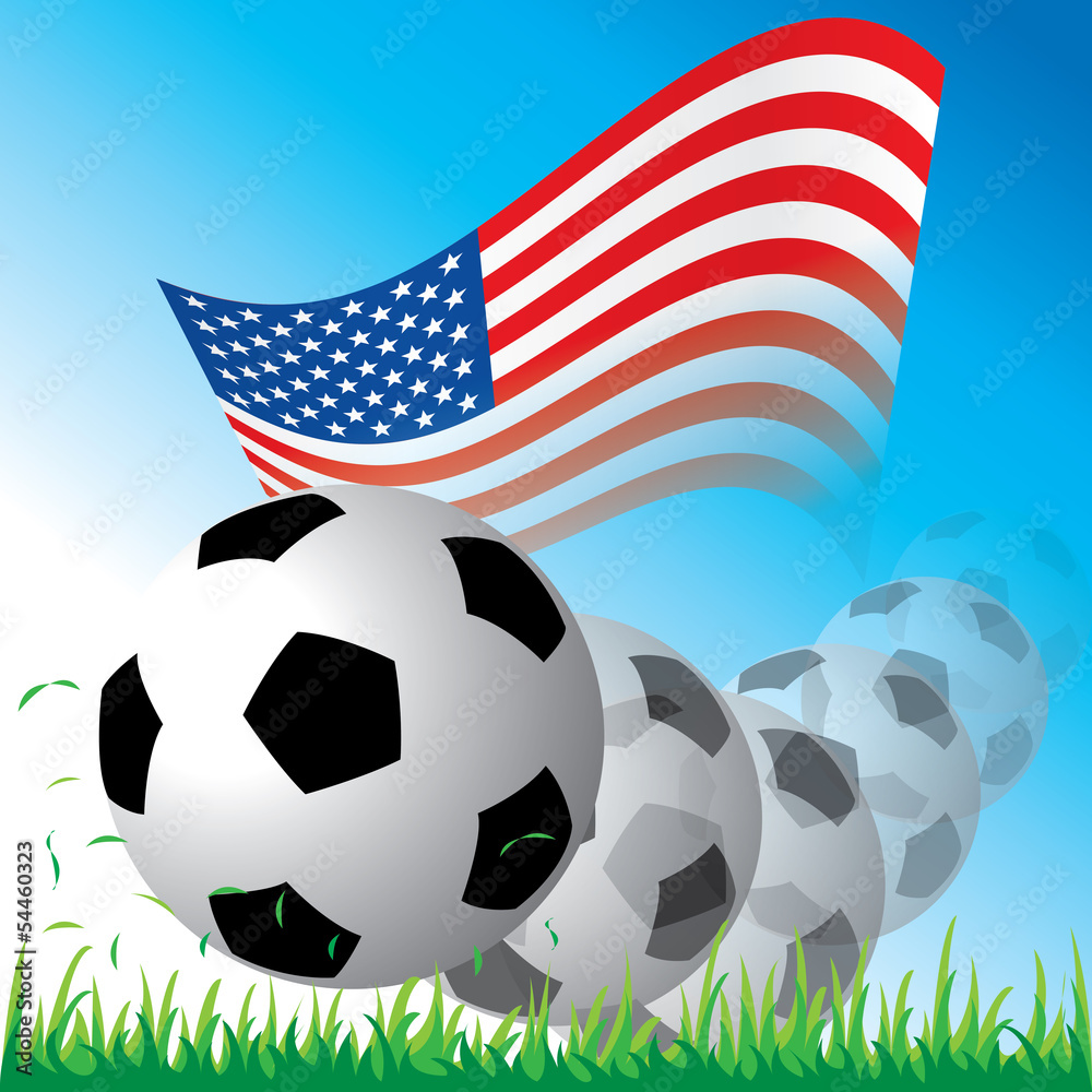 Naklejka premium Flag of United States with ball vector