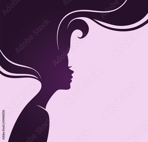 Woman's silhouette with beautiful hair