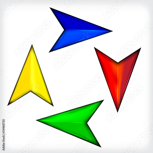 Colored short arrows. Set. Plastic