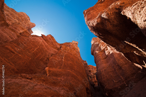 Rock formations at Charyn canyon under blue sky. Kazakhstan © PerfectLazybones