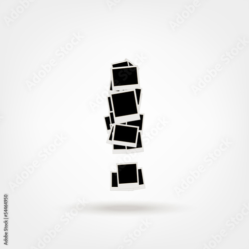 Exclamation mark made from photo frames, insert your photos