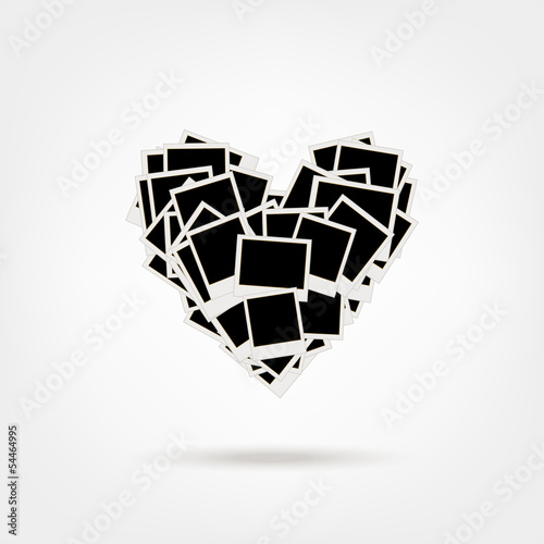 Pile of photos, heart shape, insert your pictures into frames