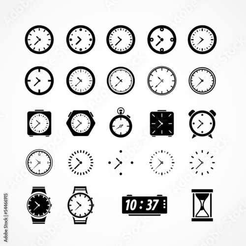 Clocks icons. Vector illustration