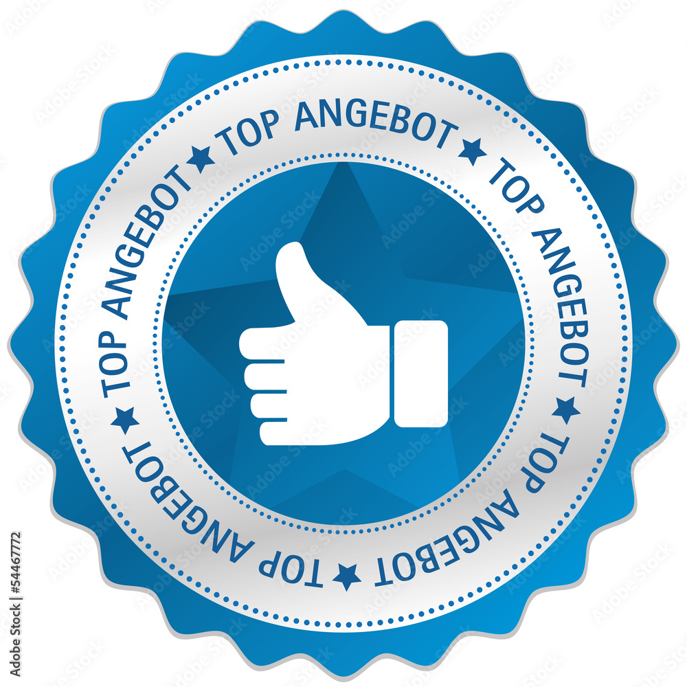 Button Siegel Top Angebot daumen Hand gefällt blau Button Siegel Top Angebot daumen Hand gefällt blau