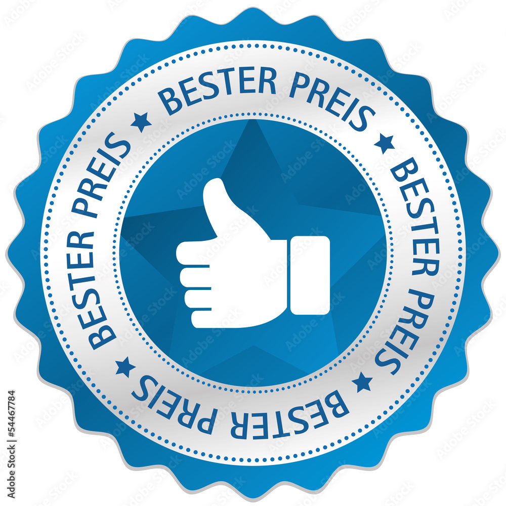Button Siegel Bester Preis daumen Hand gefällt blau Button Siegel Bester Preis daumen Hand gefällt blau