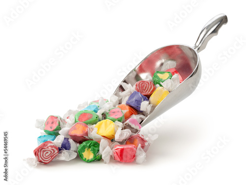Salt Water Taffy in a scoop isolated photo