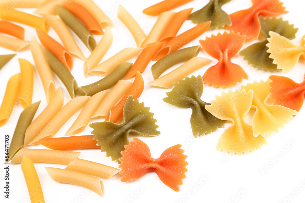 Different pasta in three colors. Different pasta in three colors.