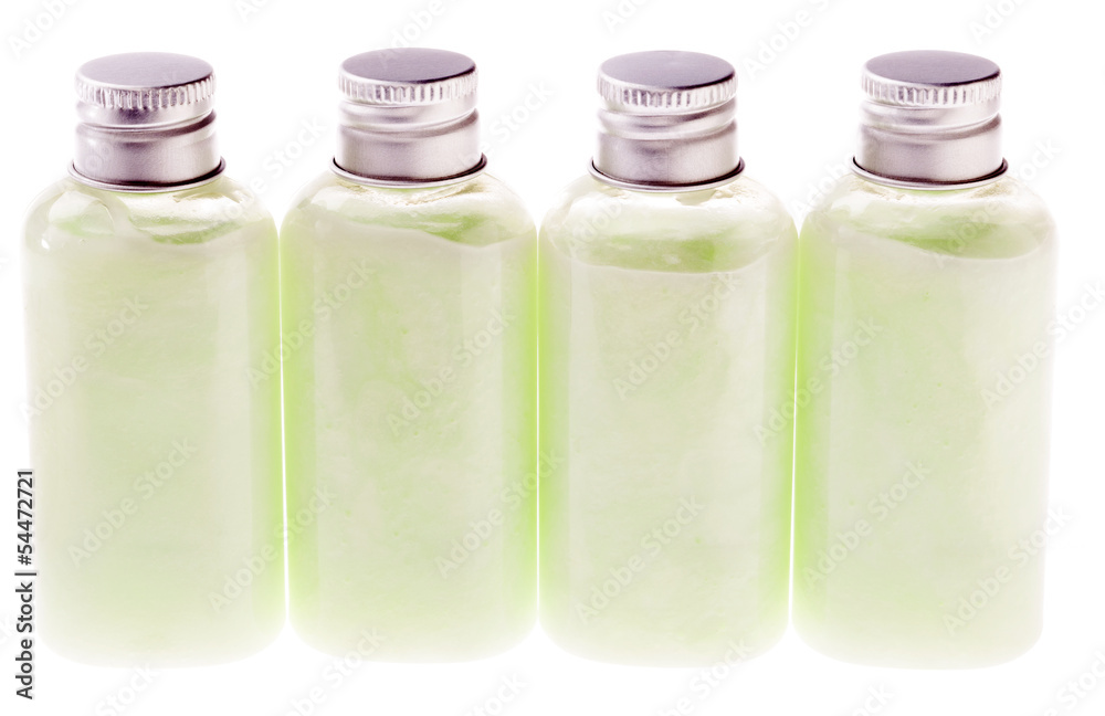 Isolated Green Lotion Bottles Isolated Green Lotion Bottles