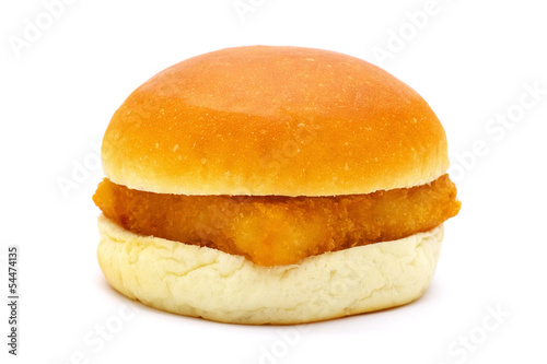 A fish burger isolated on white background