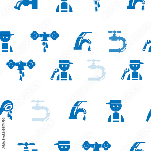 Blue Faucet / Tap seamless pattern