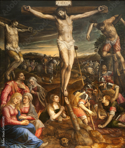 Fényképezés Brussels - Crucifixion of Jesus in  Saint Michael cathedral