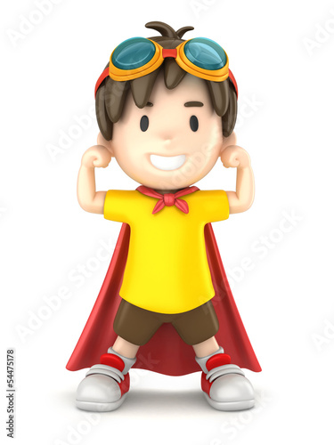 3d render of a superhero boy