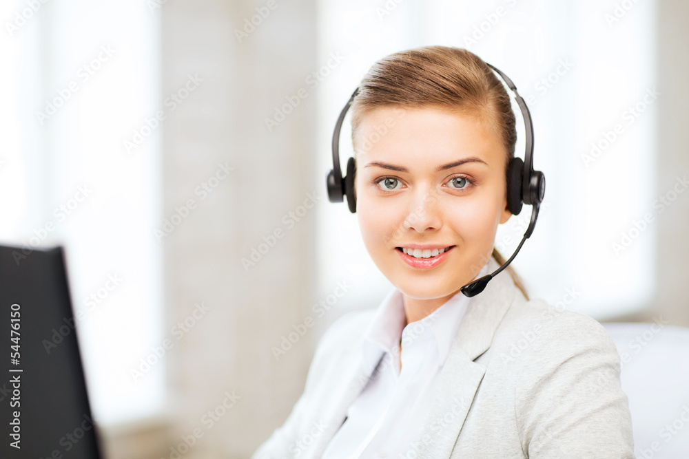 female helpline operator with headphones female helpline operator with headphones
