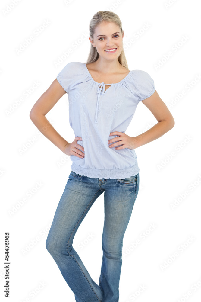 Blonde woman with hands on her hips Blonde woman with hands on her hips
