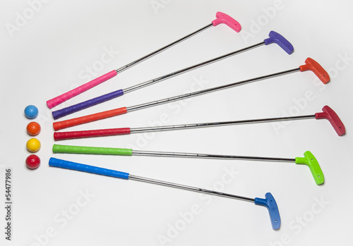 Colorful Mini Golf Clubs and Balls