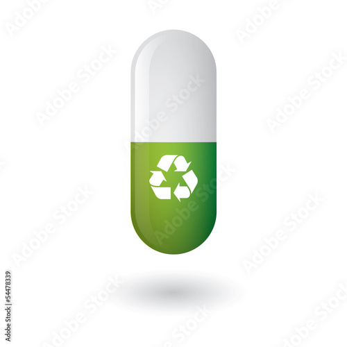 Pill with recycle symbol